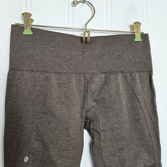 Lululemon In The Flow Crop Leggings Brown Yoga Athletic Tights Ruched Size 8 - Picture 7 of 13